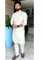 Banglori Silk White Traditional Wear Sequins Work Readymade Kurta Pyjama